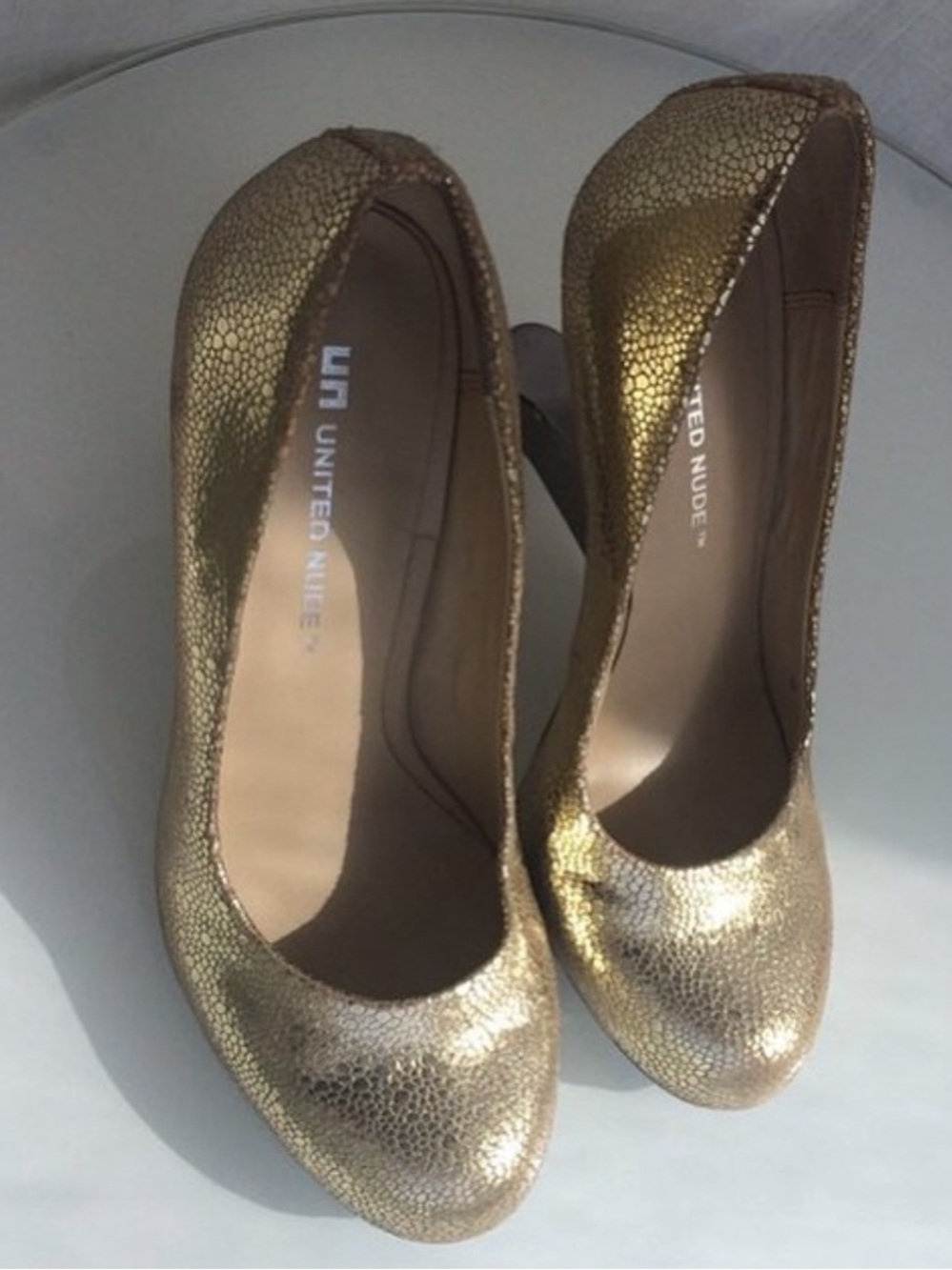 United Nude Gold Architectural Textured Heels